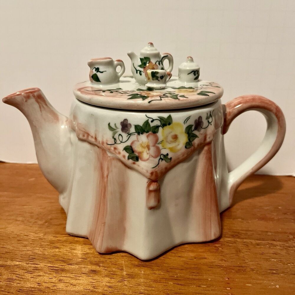 Yellow Rose Tea Party Teapot Andrea by Sadek Teapot Pink Miniature Store Sticker - Picture 4 of 9